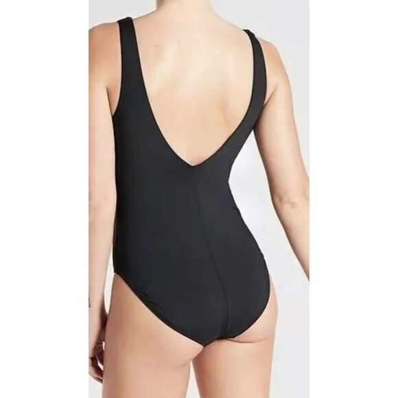 Athleta Black V-Neck One-Piece Swimsuit Size Tall Large - Picture 2 of 9